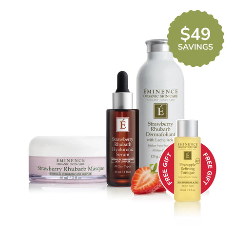 Eminence Organics Strawberry Rhubarb Hyaluronic Classic Collection Bundle