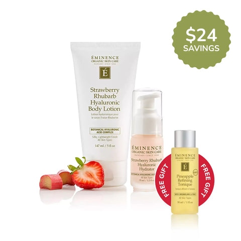 Eminence Organics Strawberry Rhubarb Hyaluronic Duo Collection Bundle